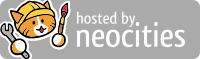 The Neocities cat saying 'hosted by neocities'